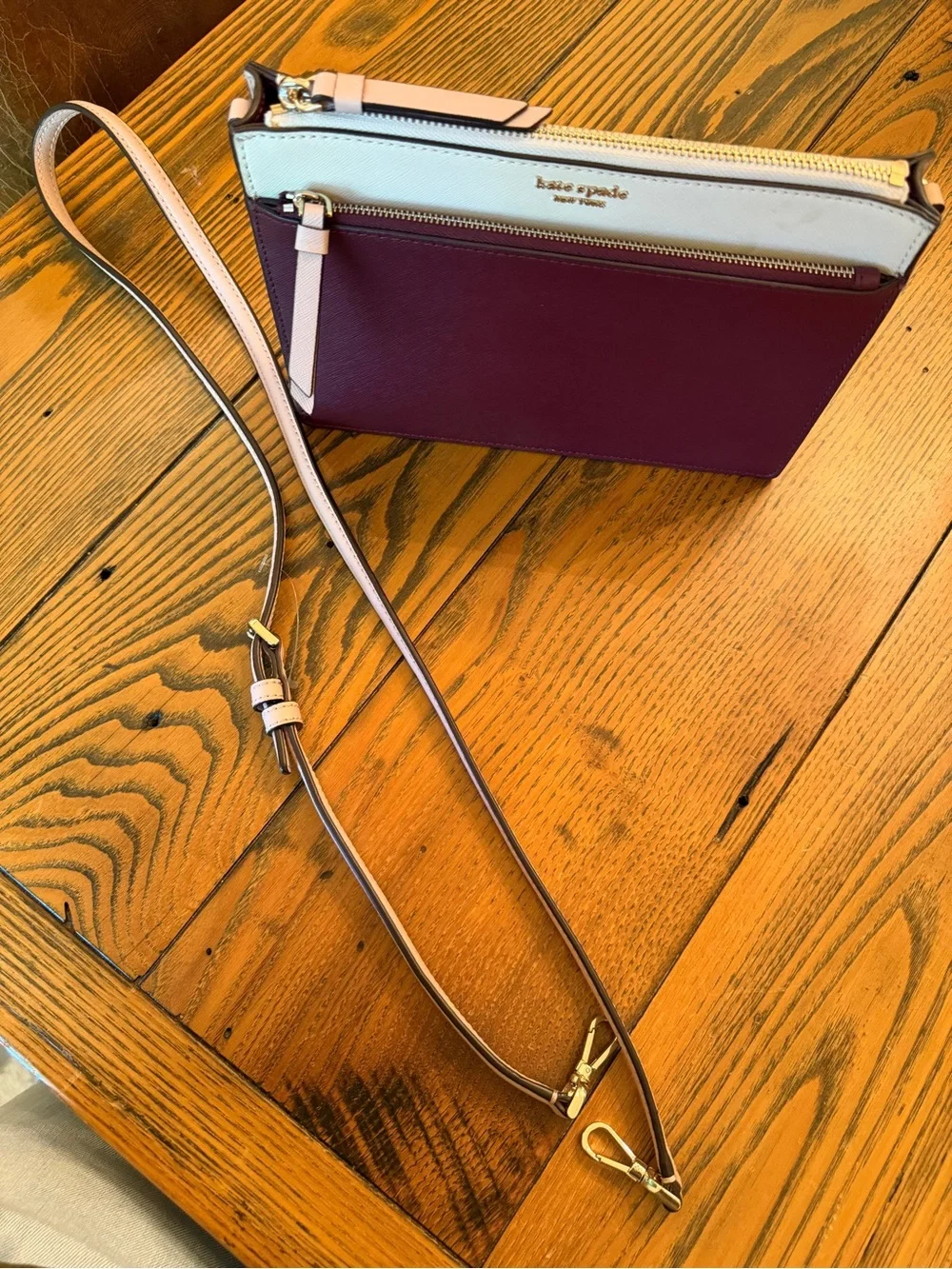 Kate Spade New York Cameron Crossbody Bag with Adjustable Strap Ivory/Burgundy